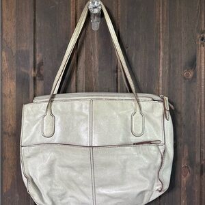 Elegant Cream Leather Tote Bag